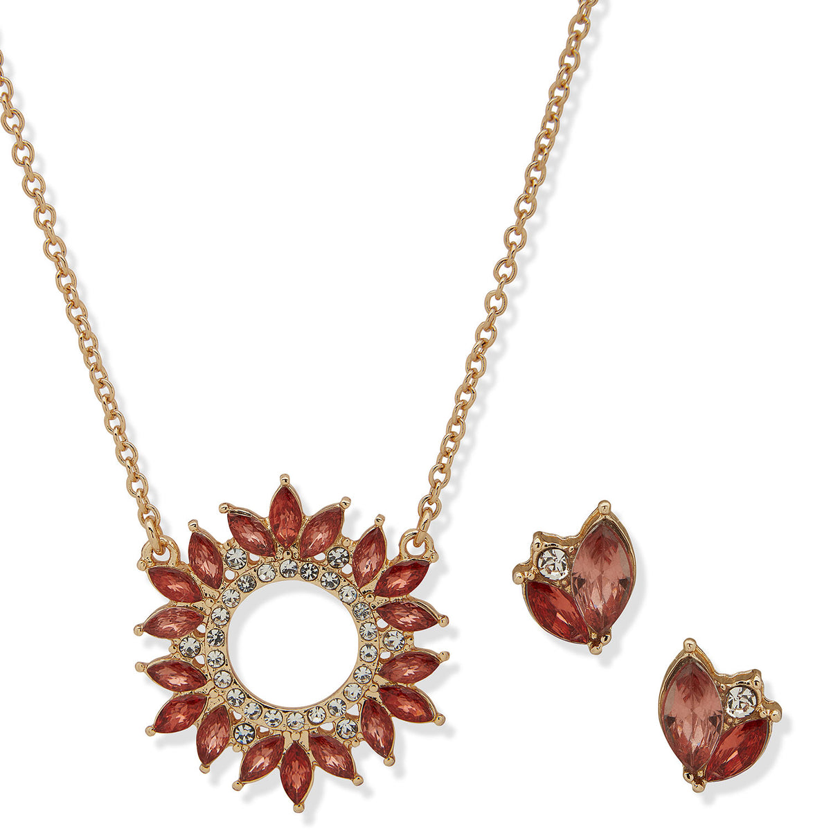 Set Collar + Aros Anne Klein Rojo 01S00225