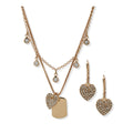 Set Collar Doble + Aros Colgantes Anne Klein Dorado 01S00228