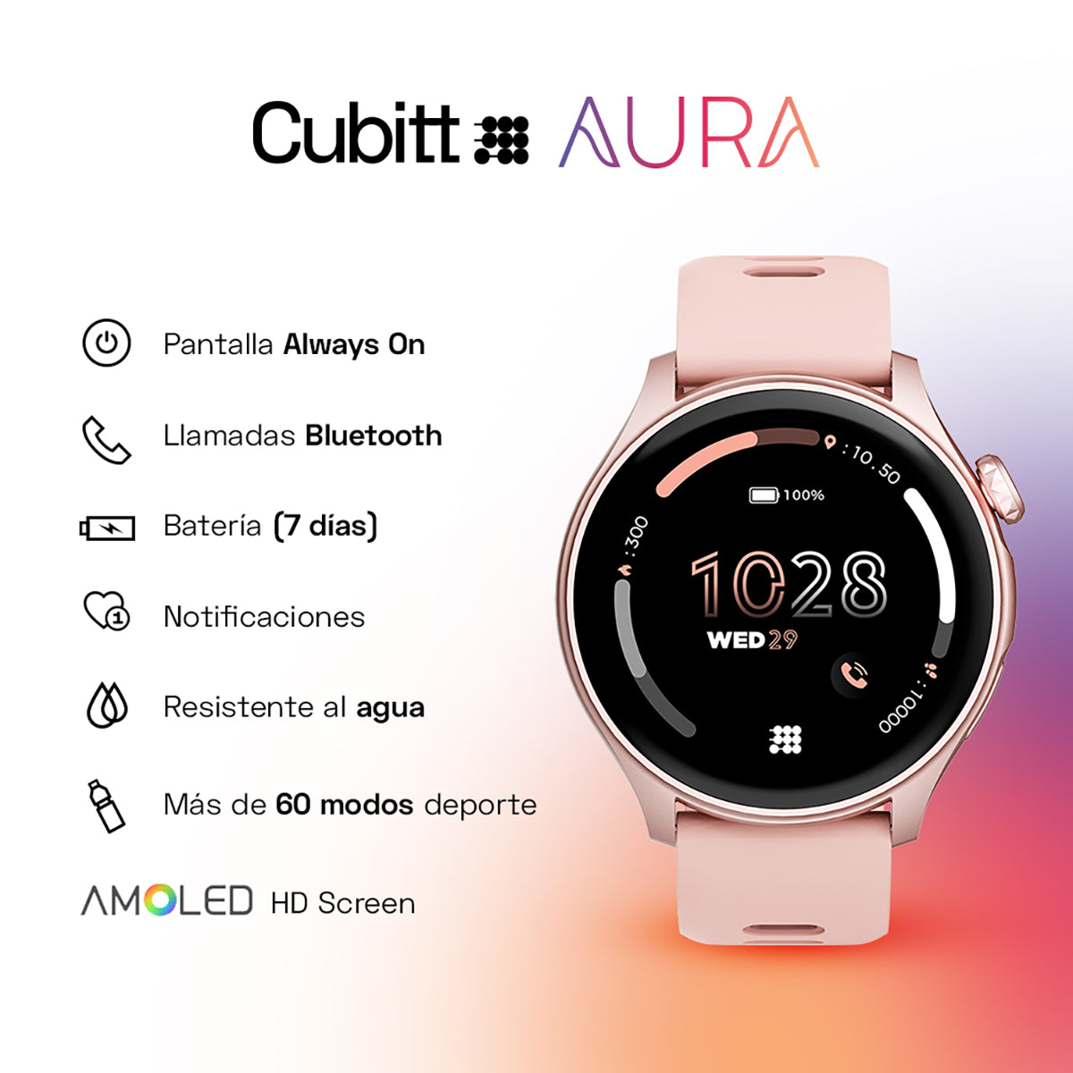 Reloj Smart Watch Cubitt CT-AURA5 Unisex Oro Rosa