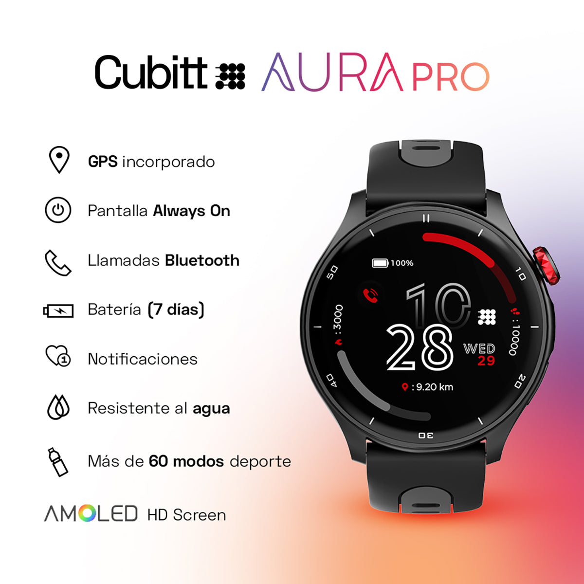 Reloj Smart Watch Cubitt CT-AURAP1 Unisex Negro