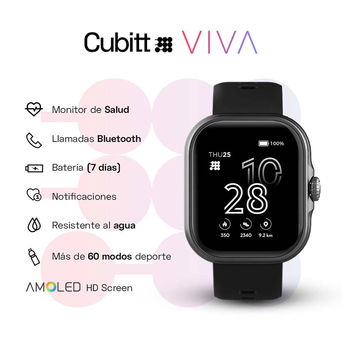 Reloj Smart Watch Cubitt CT-VIVA1 Unisex Negro