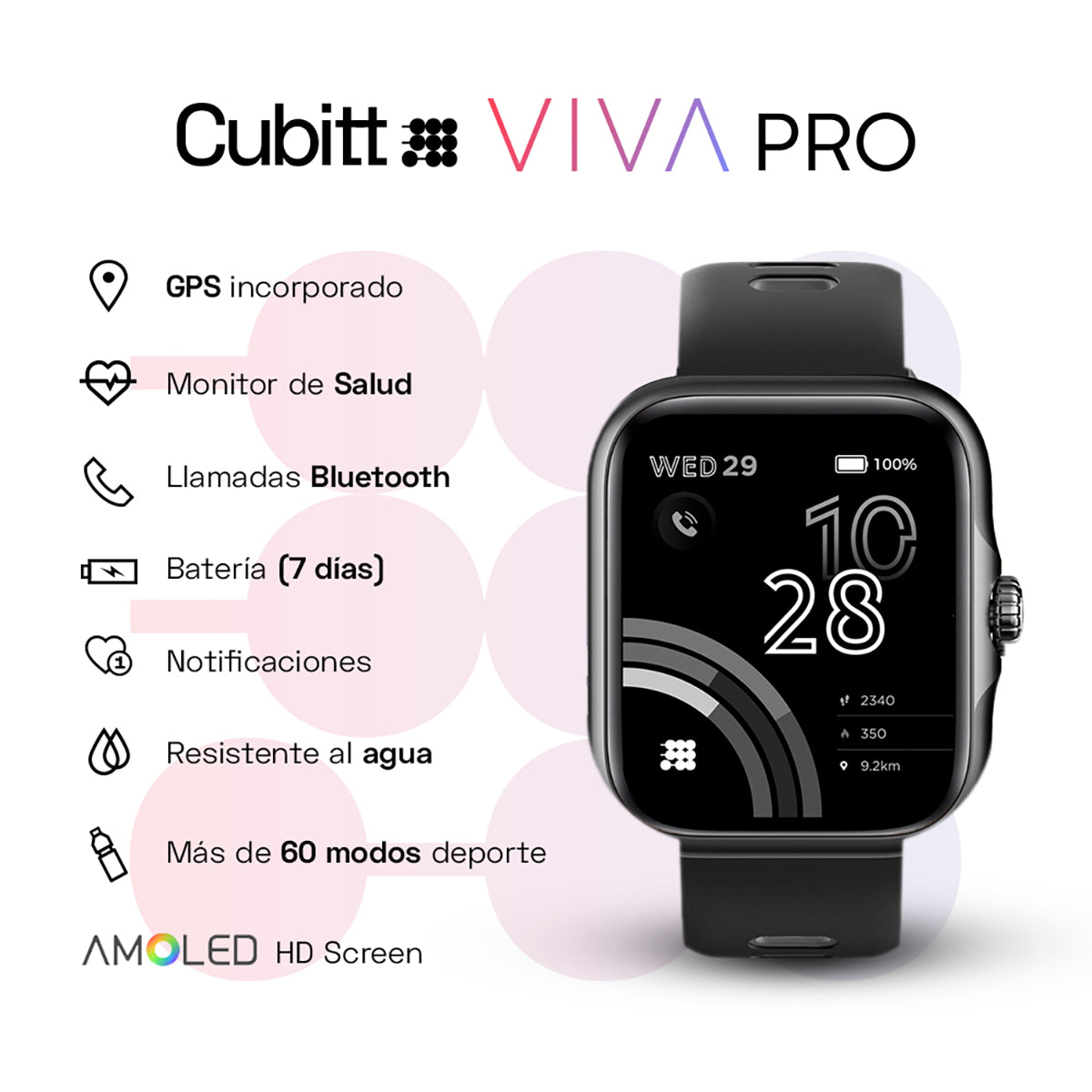 Reloj Smart Watch Cubitt CT-VIVAP1 Unisex Negro