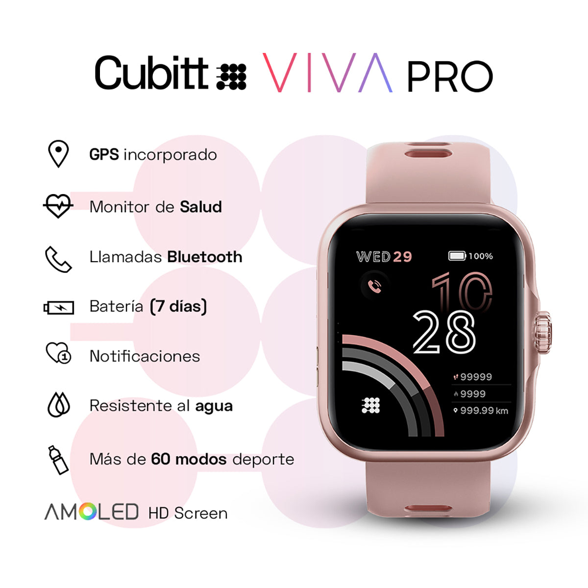 Reloj Smart Watch Cubitt CT-VIVAP5 Unisex Oro Rosa