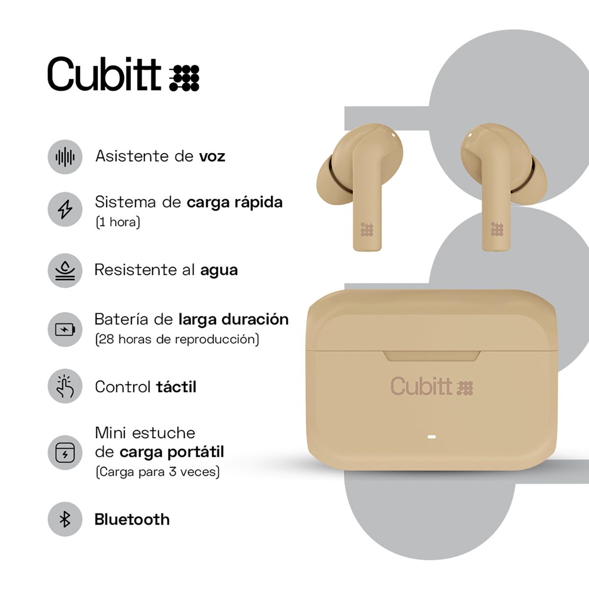 Audífonos Cubitt CTEG2-9 Unisex Beige