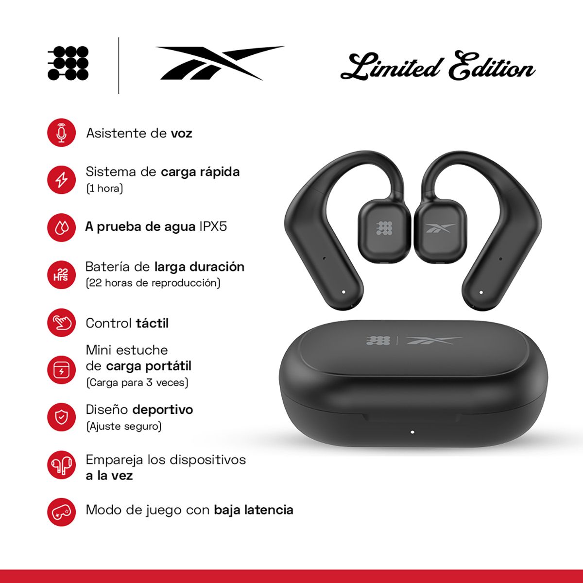 Audífonos Cubitt x Reebok CTRKE2-1 Unisex Negro