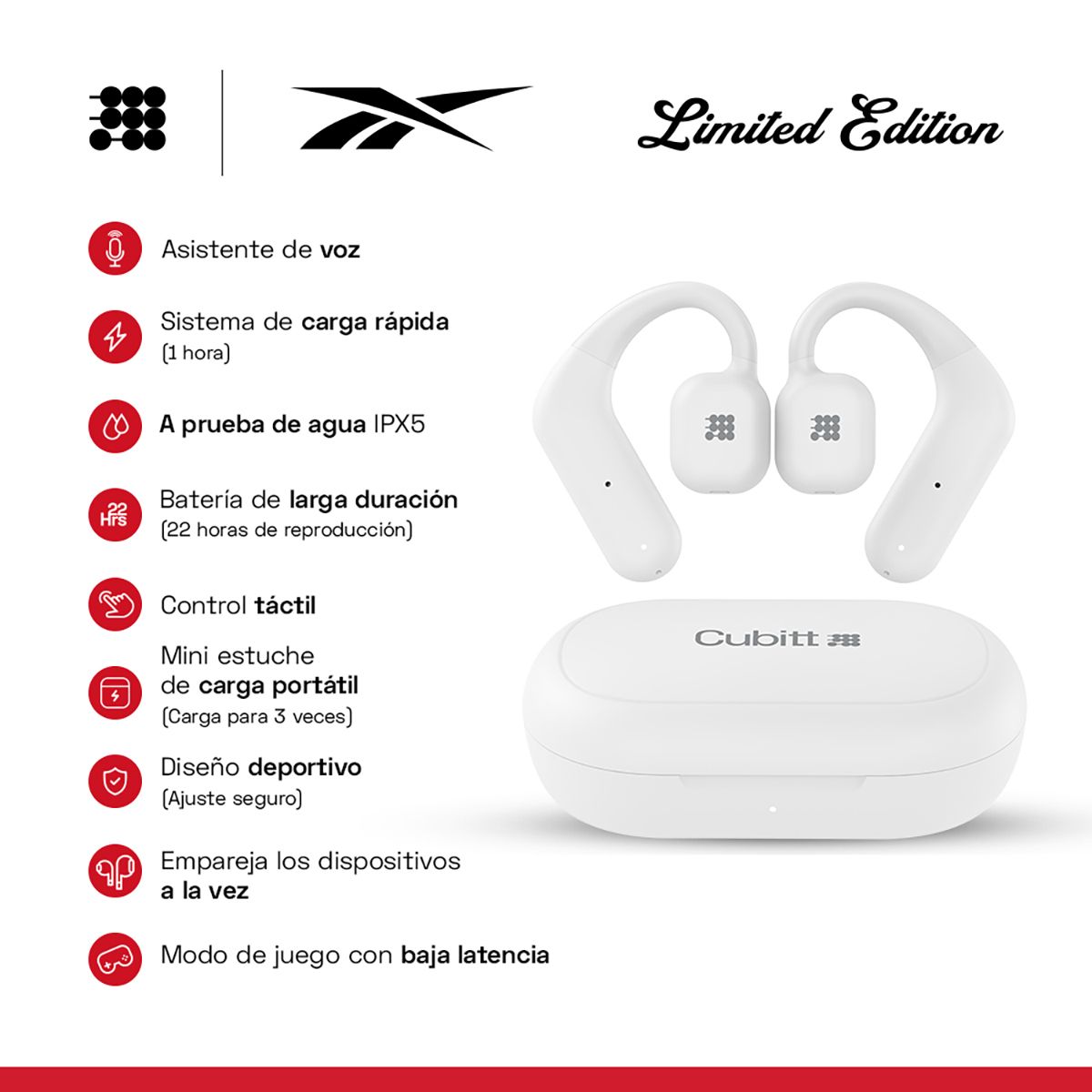 Audífonos Cubitt x Reebok CTRKE2-7 Unisex Blanco