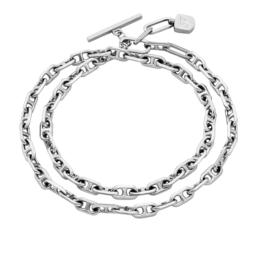 Pulsera Doble Fossil  JA7245040 Plateado Mujer