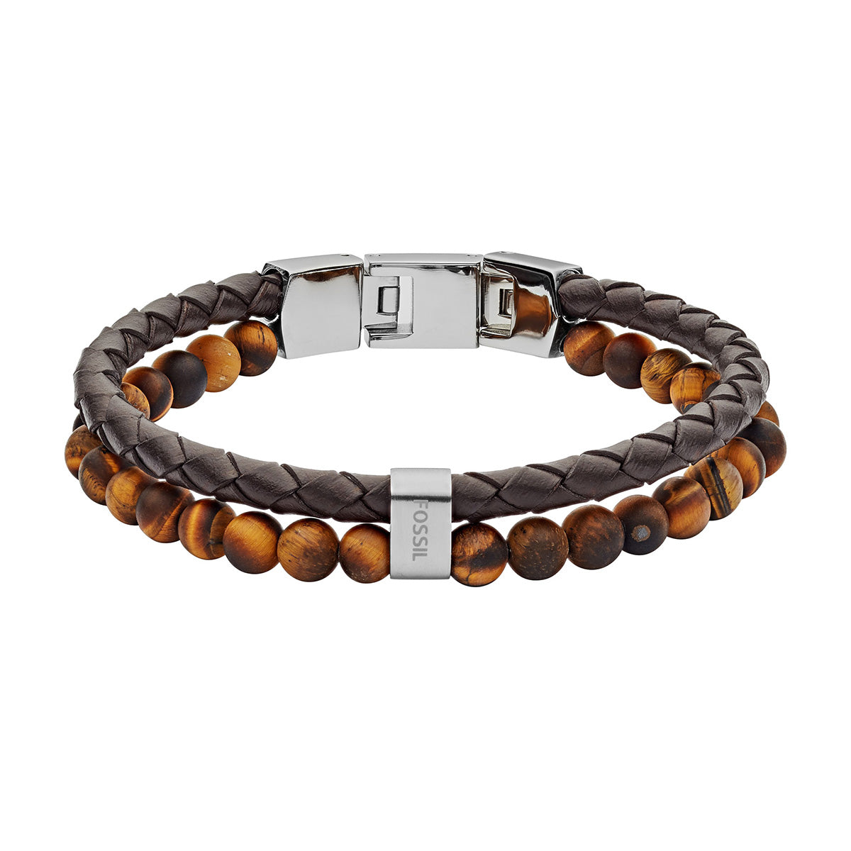 Pulsera Doble Fossil  JF03118040 Café Hombre