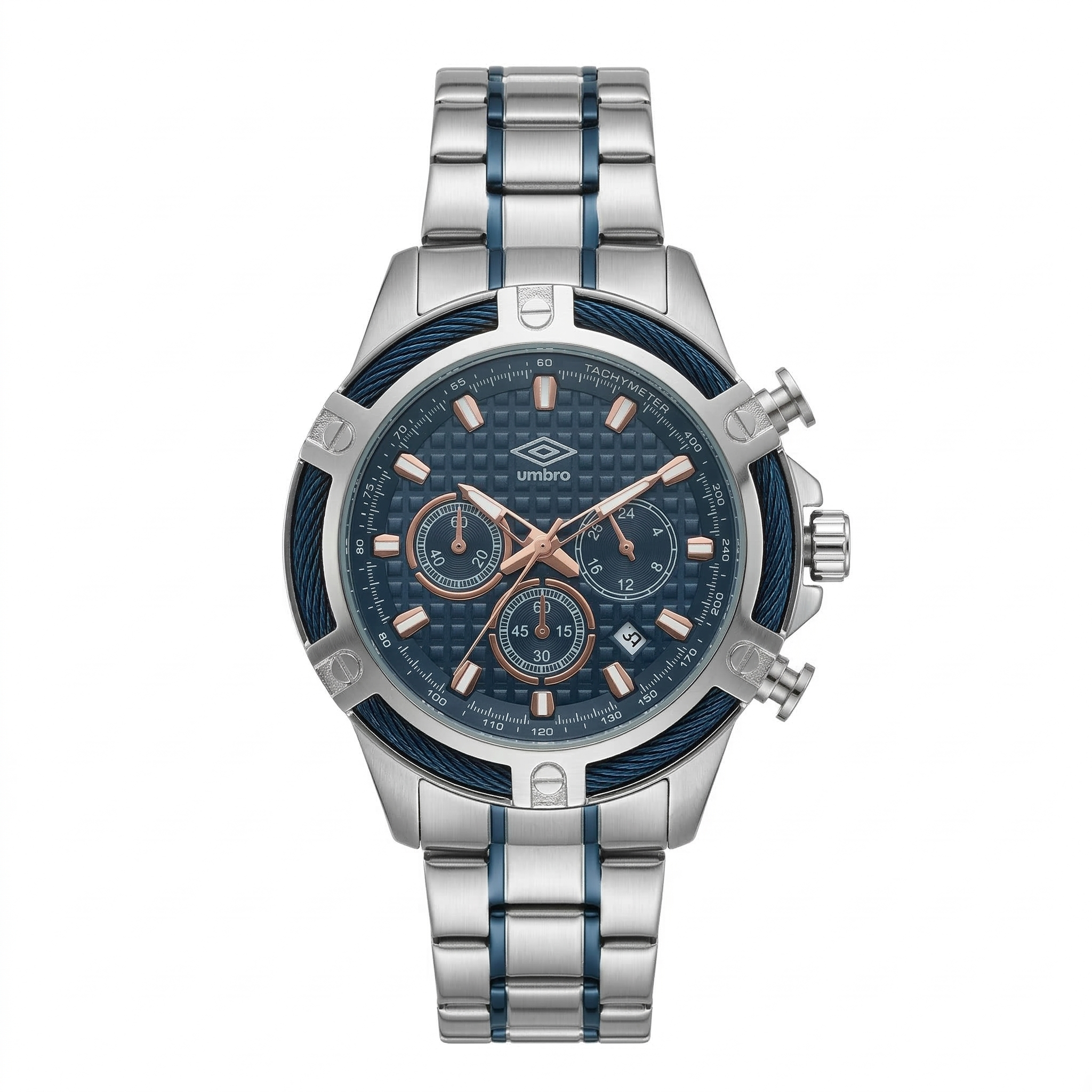 Reloj Análogo Hombre Umbro Plus Plateado/Azul UMBP-1500-127