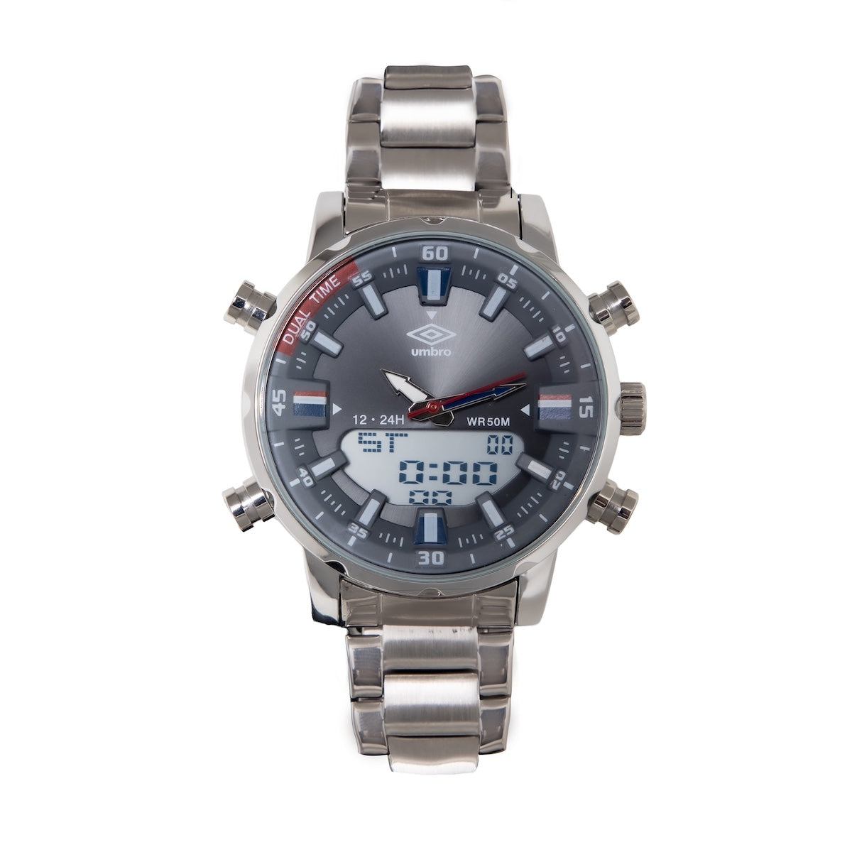 Reloj Análogo Digital Hombre Umbro Plus Plateado UMBP-1500-19