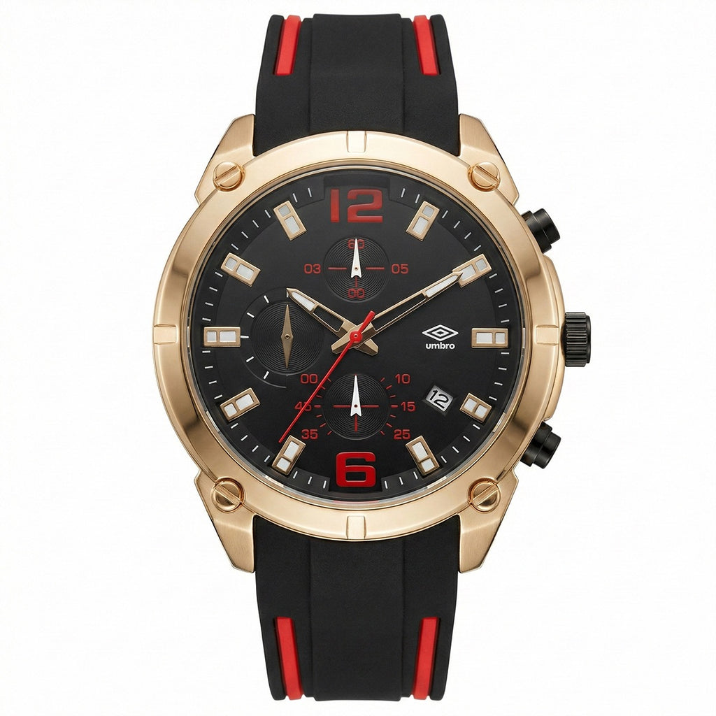 Reloj Análogo Hombre Umbro Plus Negro /Rojo UMBP-1500-91