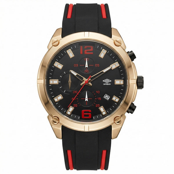 Reloj Análogo Hombre Umbro Plus Negro /Rojo UMBP-1500-91