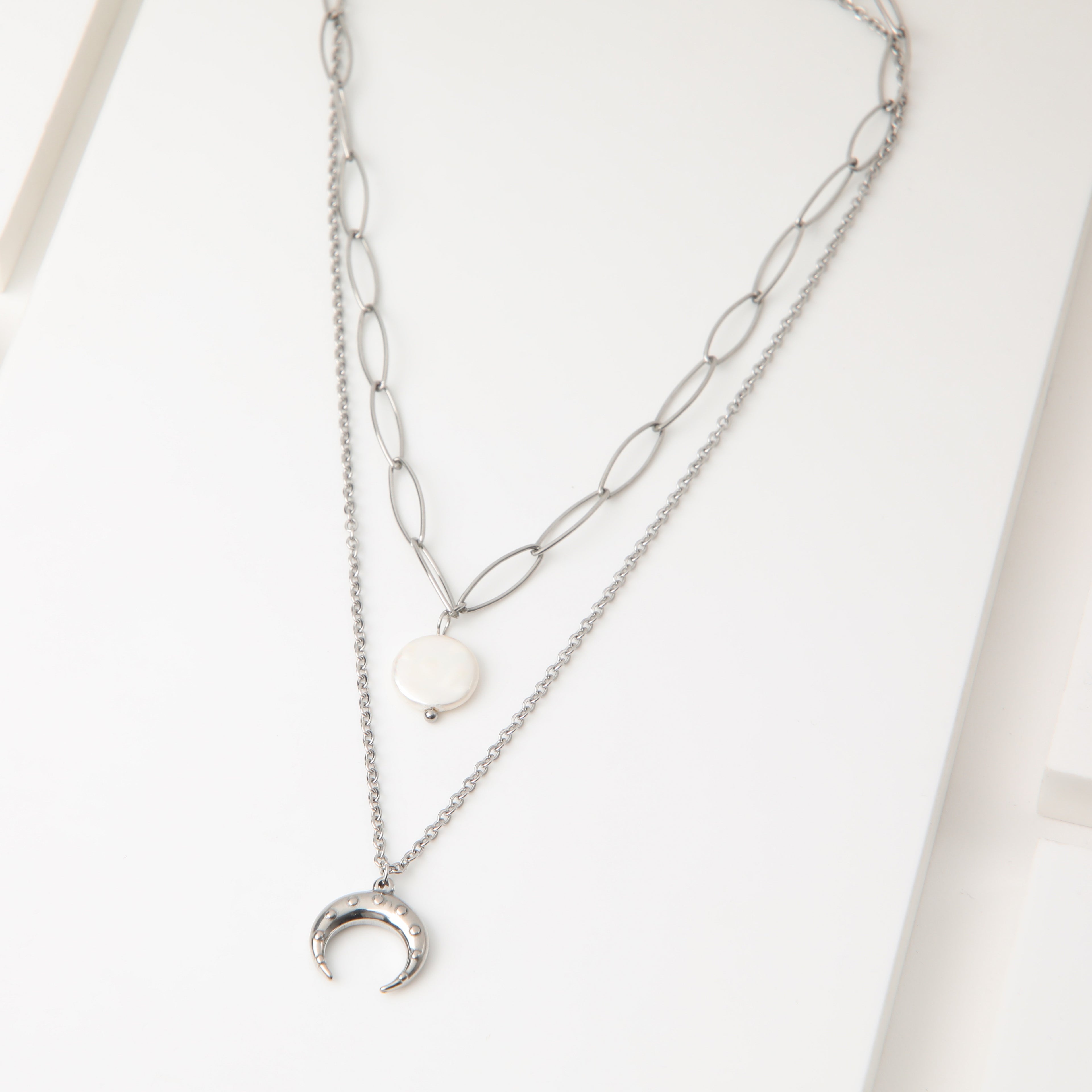 Collar Doble 19V69 Italia Plateado Mujer STNE207