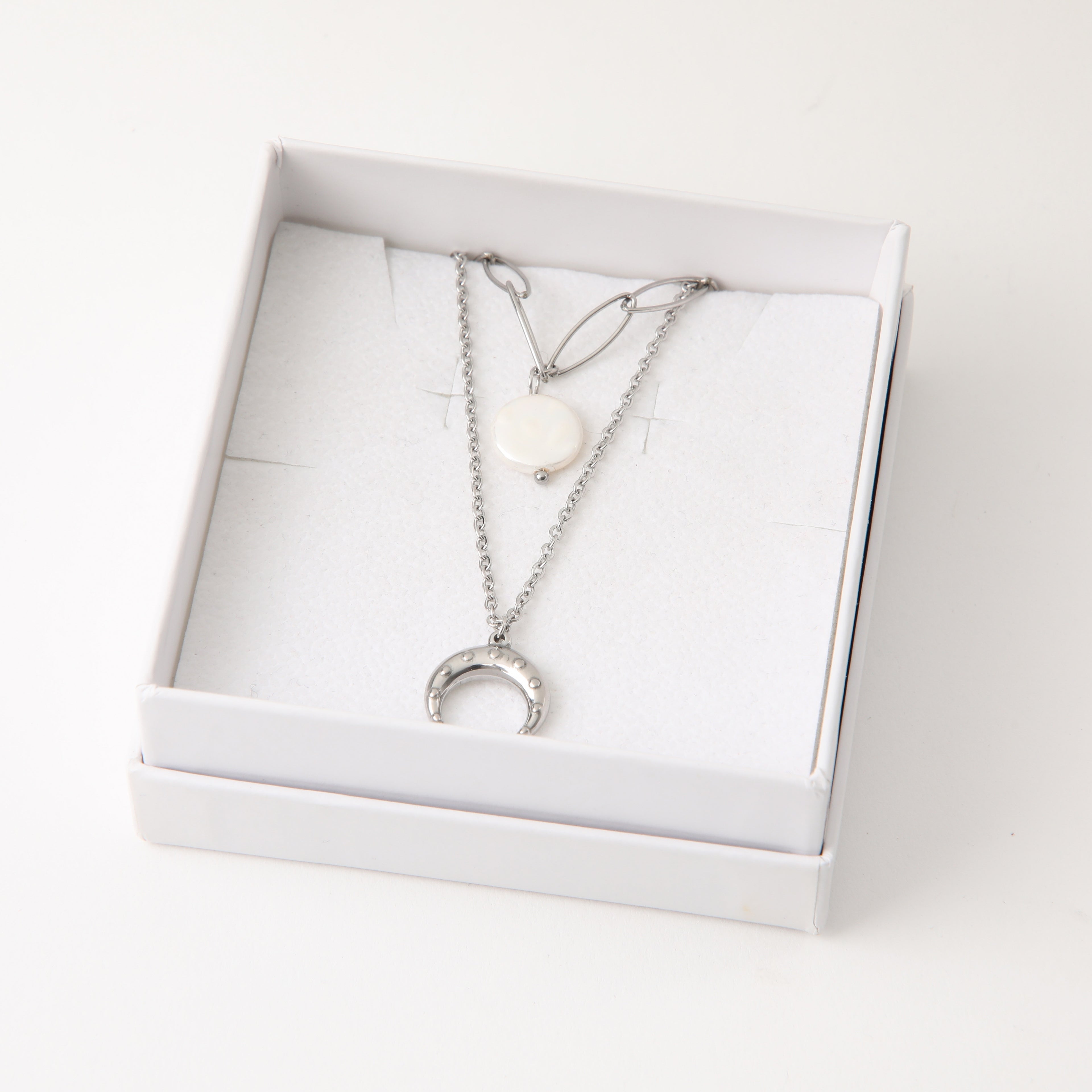 Collar Doble 19V69 Italia Plateado Mujer STNE207