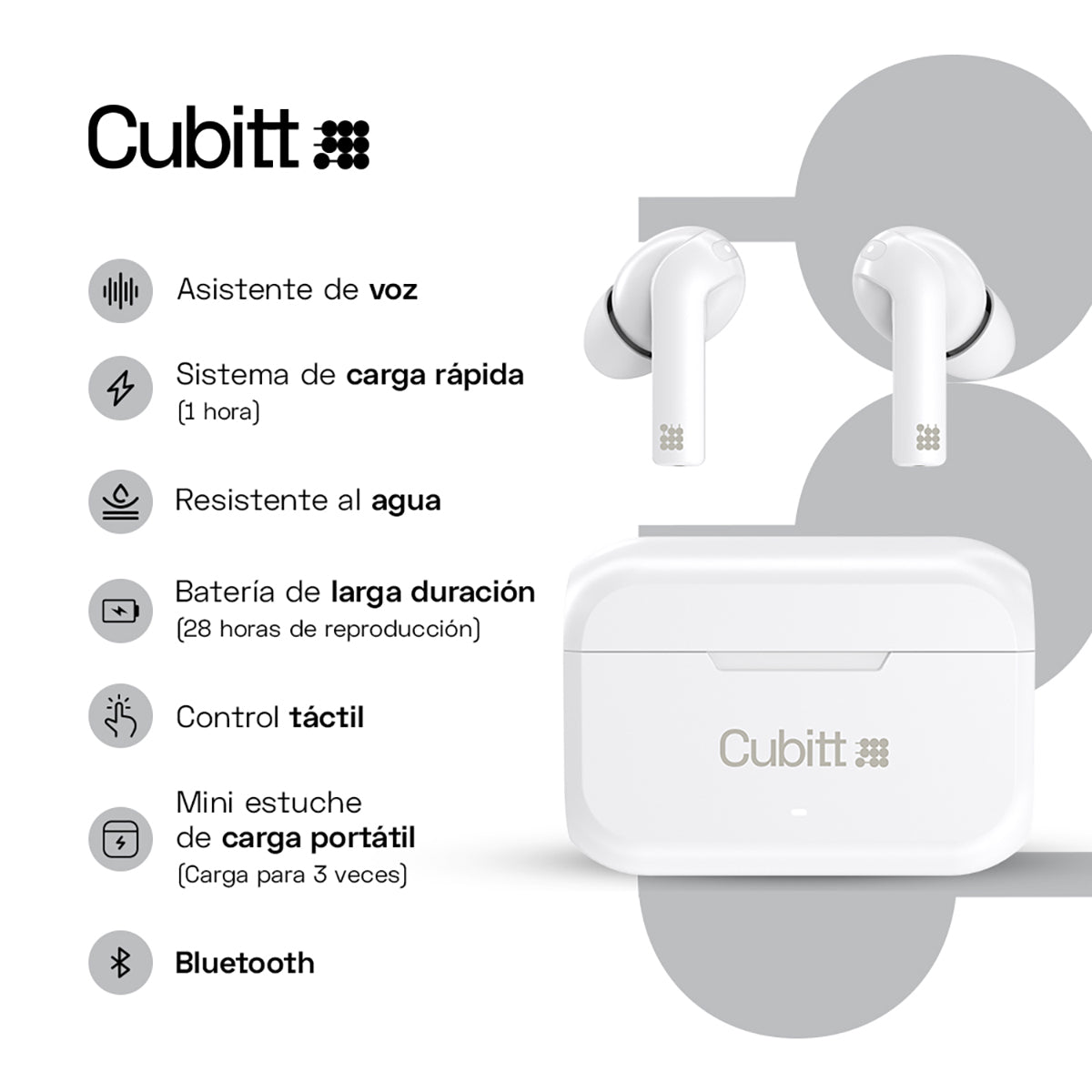 Audífonos Cubitt CTEG2-7 Unisex Blanco