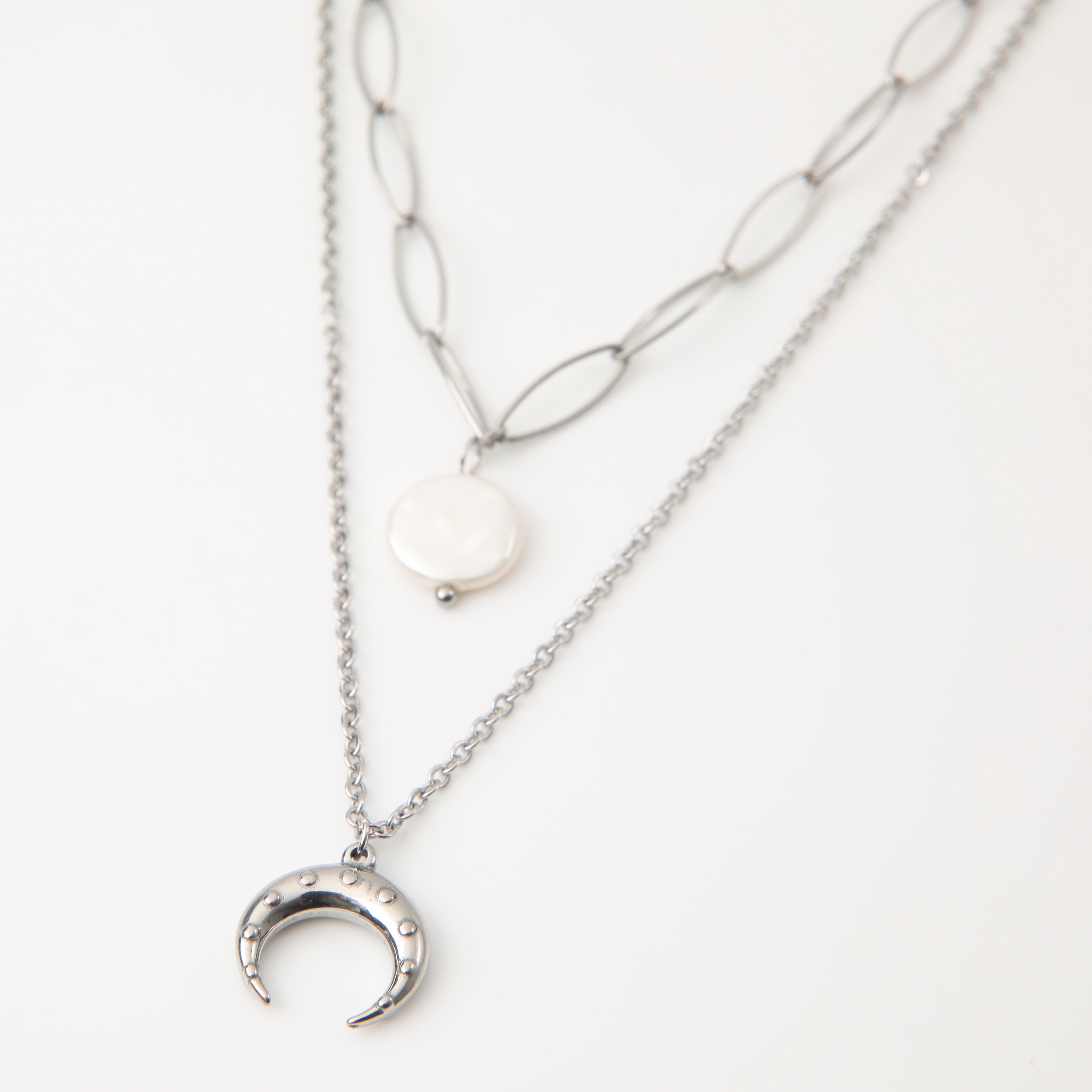 Collar Doble 19V69 Italia Plateado Mujer STNE207