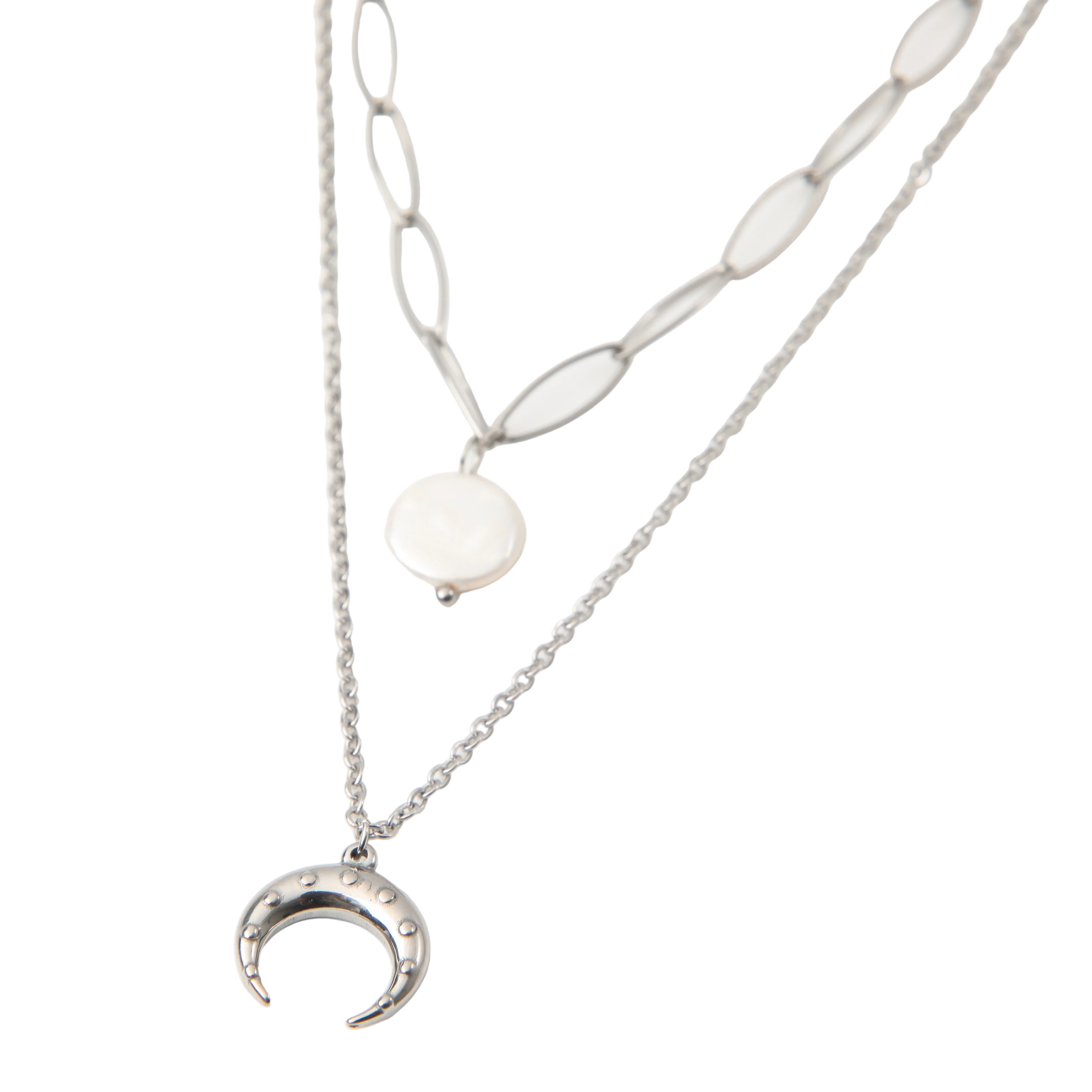 Collar Doble 19V69 Italia Plateado Mujer STNE207