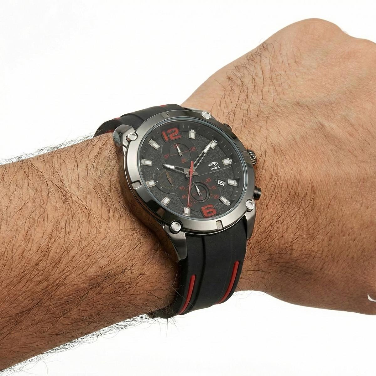 Reloj Análogo Hombre Umbro Plus Negro/Rojo UMBP-1500-90