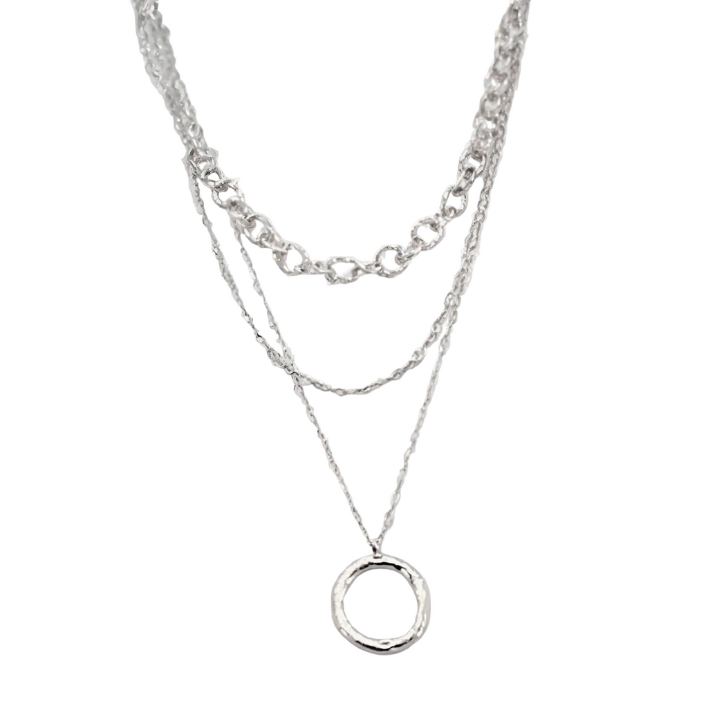 Collar Doble 19V69 Italia Plateado Mujer