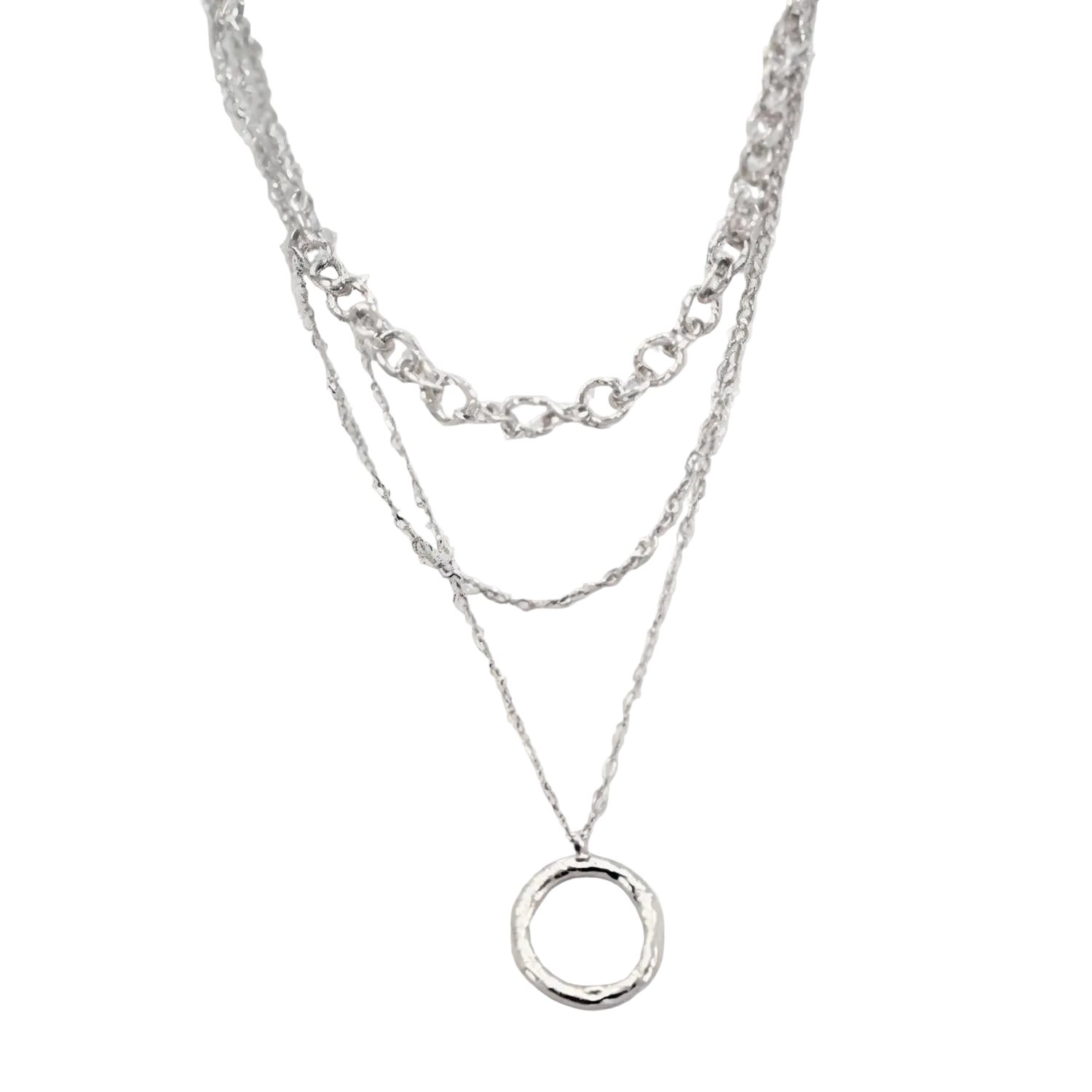 Collar Doble 19V69 Italia Plateado Mujer