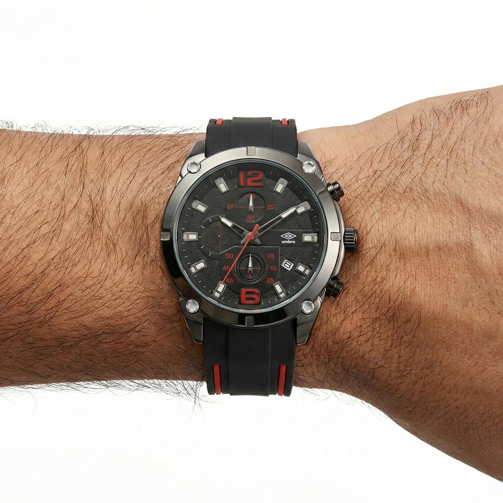 Reloj Análogo Hombre Umbro Plus Negro/Rojo UMBP-1500-90