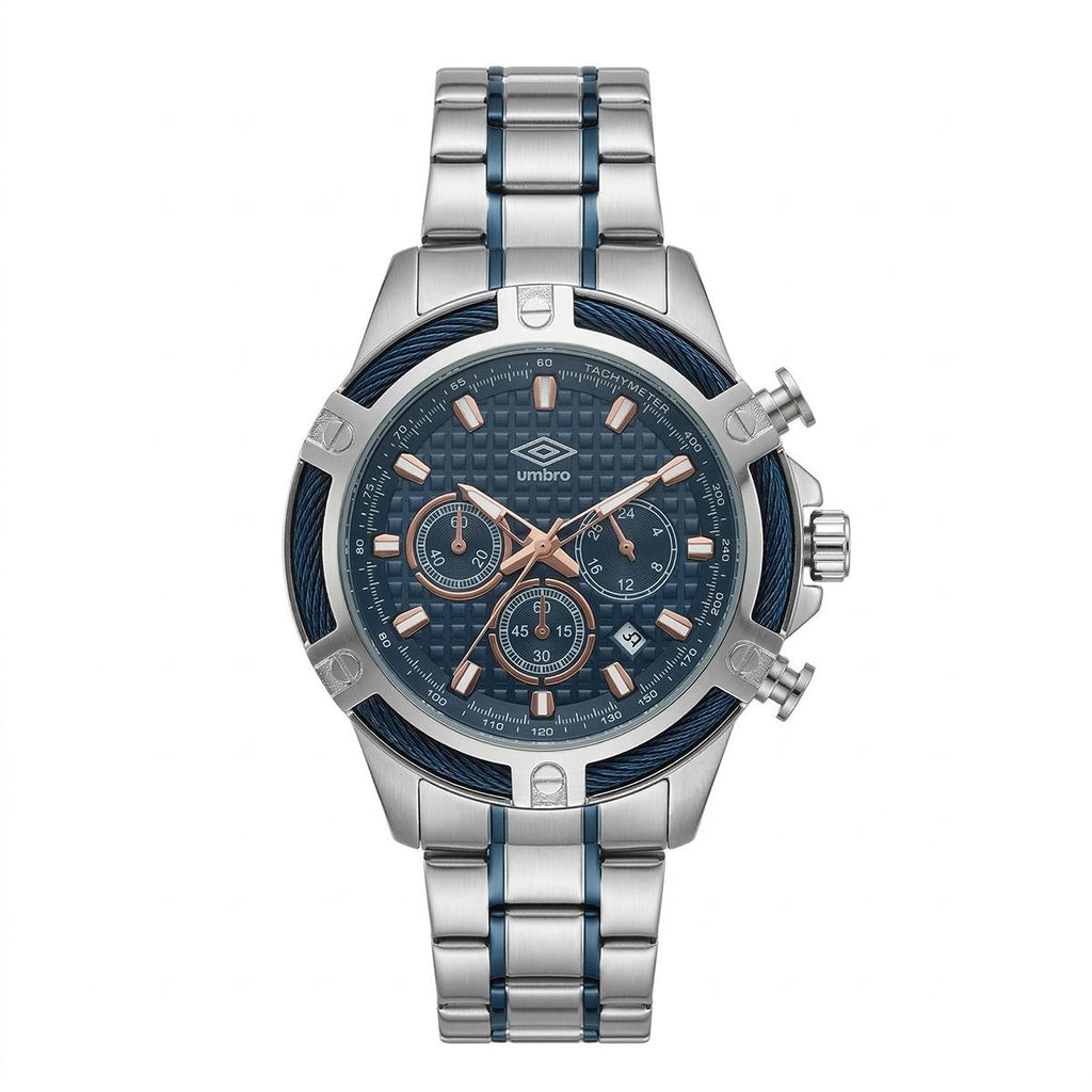 Reloj Análogo Hombre Umbro Plus Plateado/Azul UMBP-1500-127