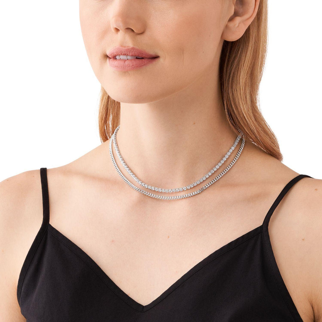 Collar Doble Michael Kors Plateado Mujer