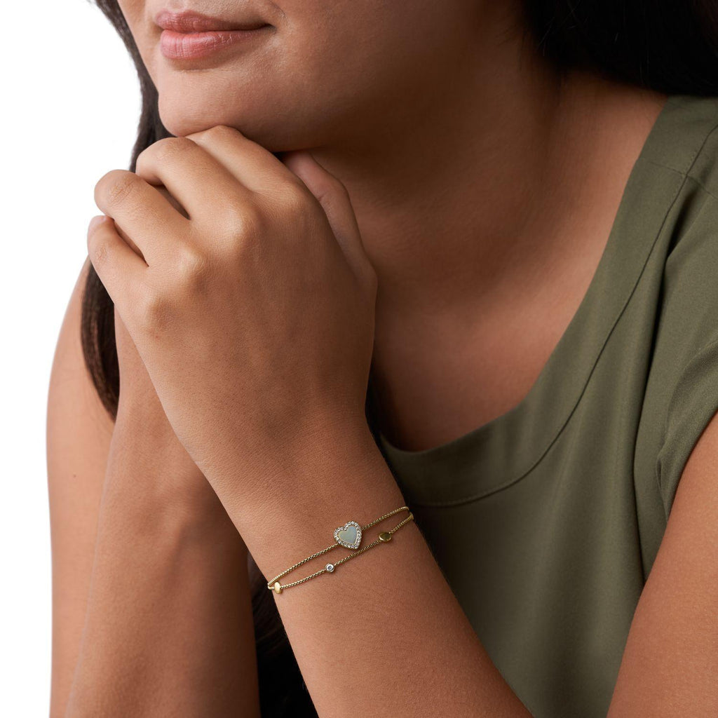 Pulsera Doble Fossil Dorado Mujer
