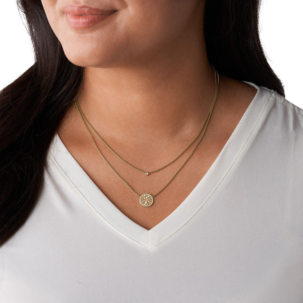 Collar Doble Fossil Dorado Mujer