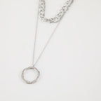Collar Doble 19V69 Italia Plateado Mujer