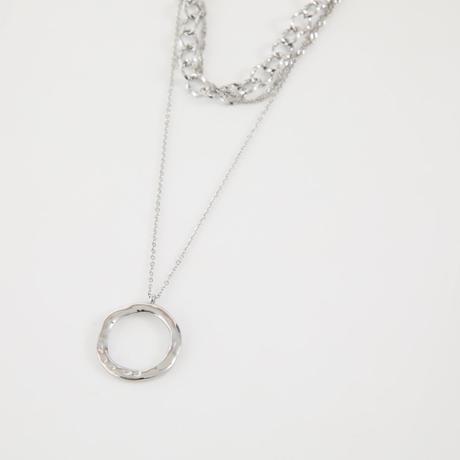 Collar Doble 19V69 Italia Plateado Mujer