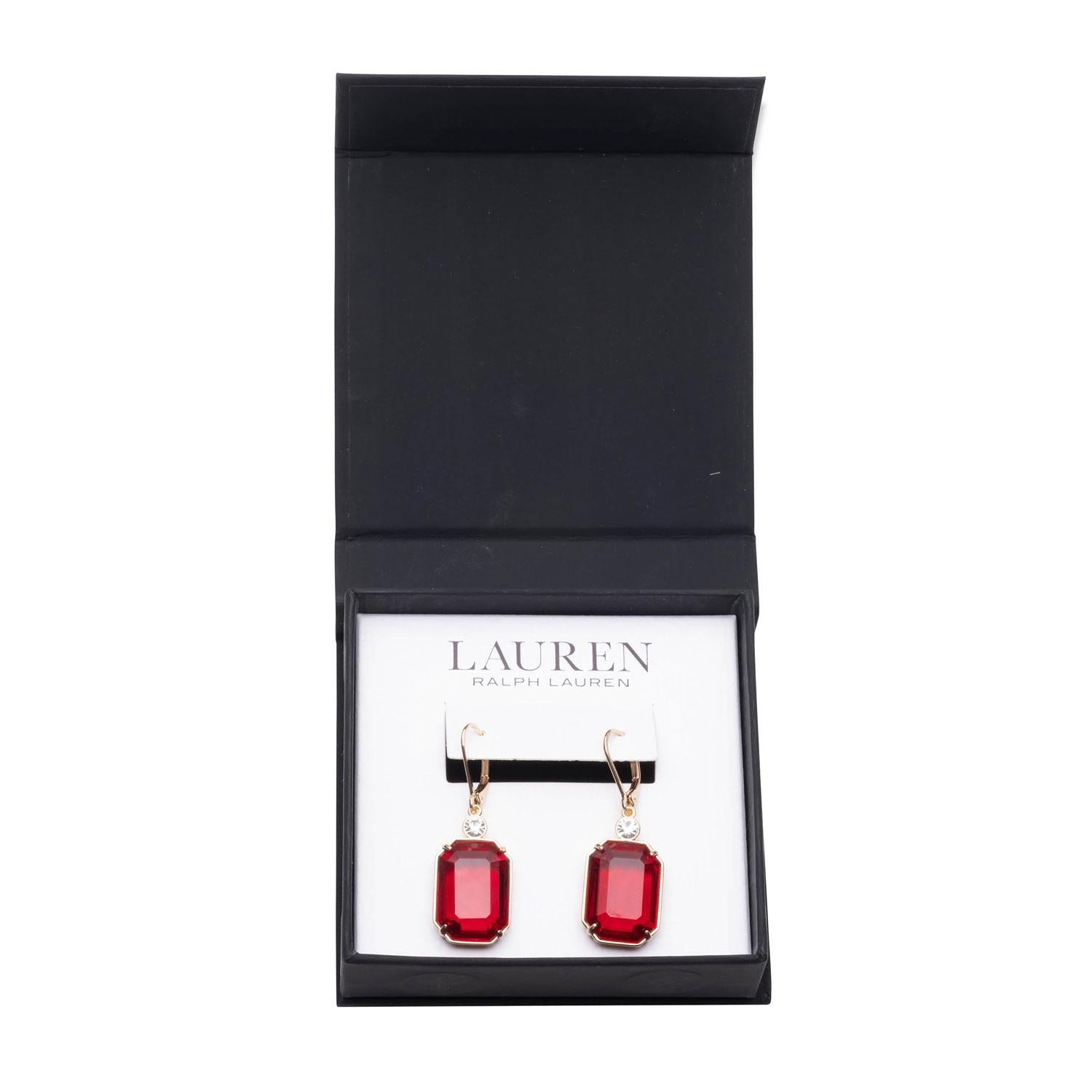 Aros Colgantes Ralph Lauren Rojo Mujer