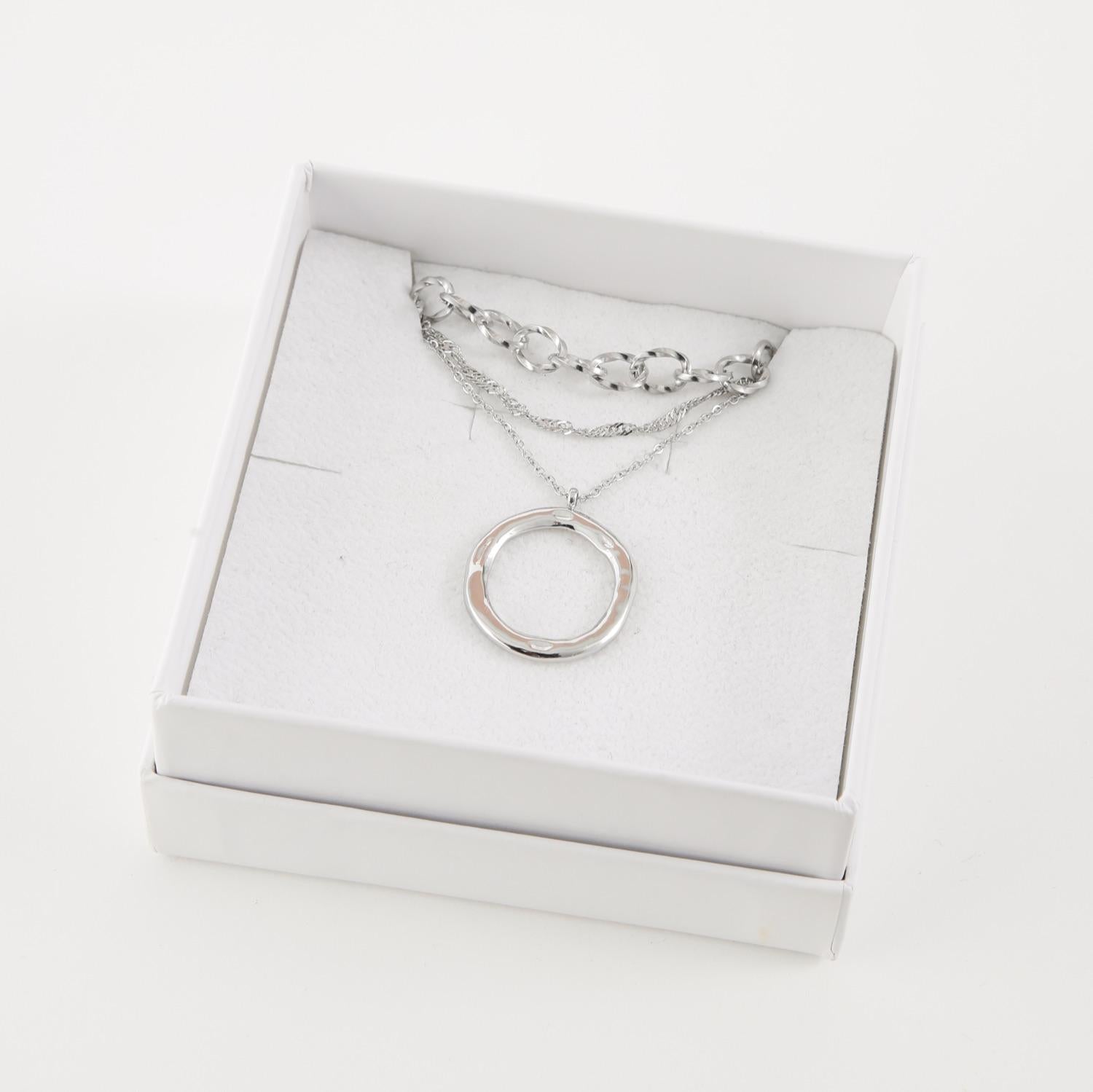 Collar Doble 19V69 Italia Plateado Mujer