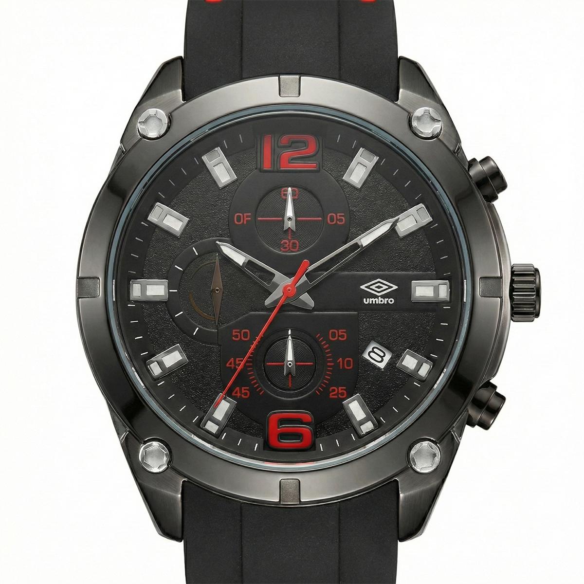 Reloj Análogo Hombre Umbro Plus Negro/Rojo UMBP-1500-90