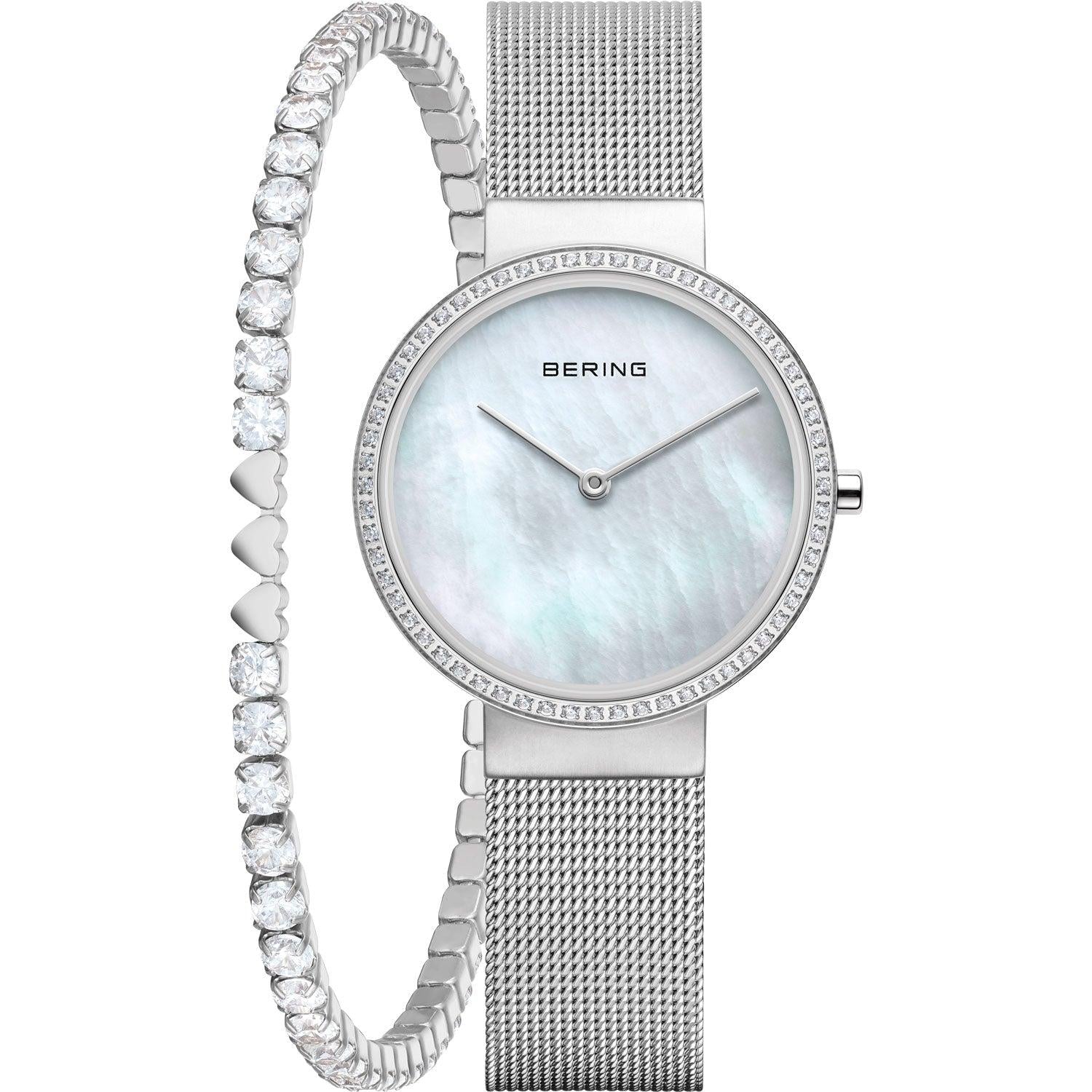 Set de reloj y pulsera Análogo Bering plateado Mujer 14531-004-GWP190
